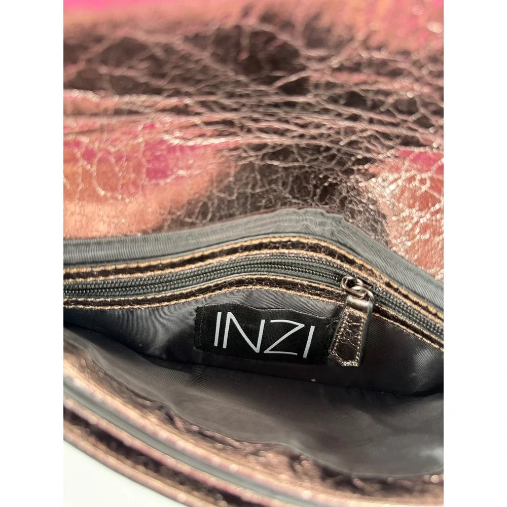 INZI Metallic Bronze Rockstud Wristlet Clutch‎ Bag with Black Pyramid Studs